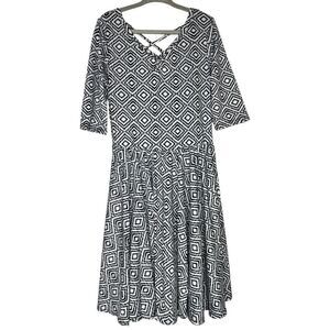 NEW Dot Dot Smile Black White Geometric Ballerina Dress 7